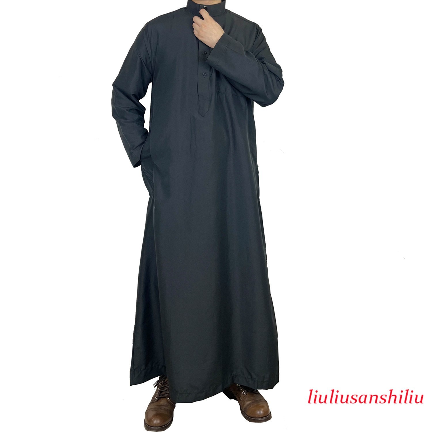 Arabian Men Long Robe Thobe Dishdasha Jubba Thoub Muslim Kaftan Abaya Ramadan
