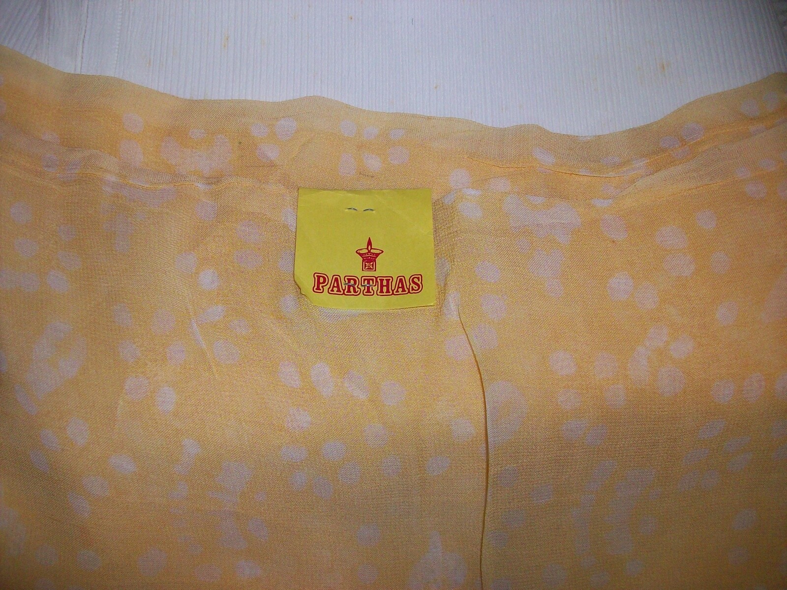 Vintage Sheer Tie Dye Rayon Crepe Border Print Fabric Sari Saree Parthas NWT