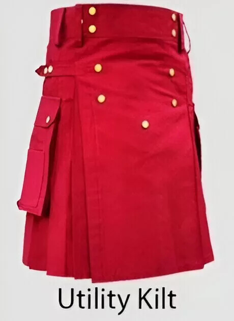 Pack Kilt Utility Scottish Red Handmade Suit Deal for Men Custom Size-