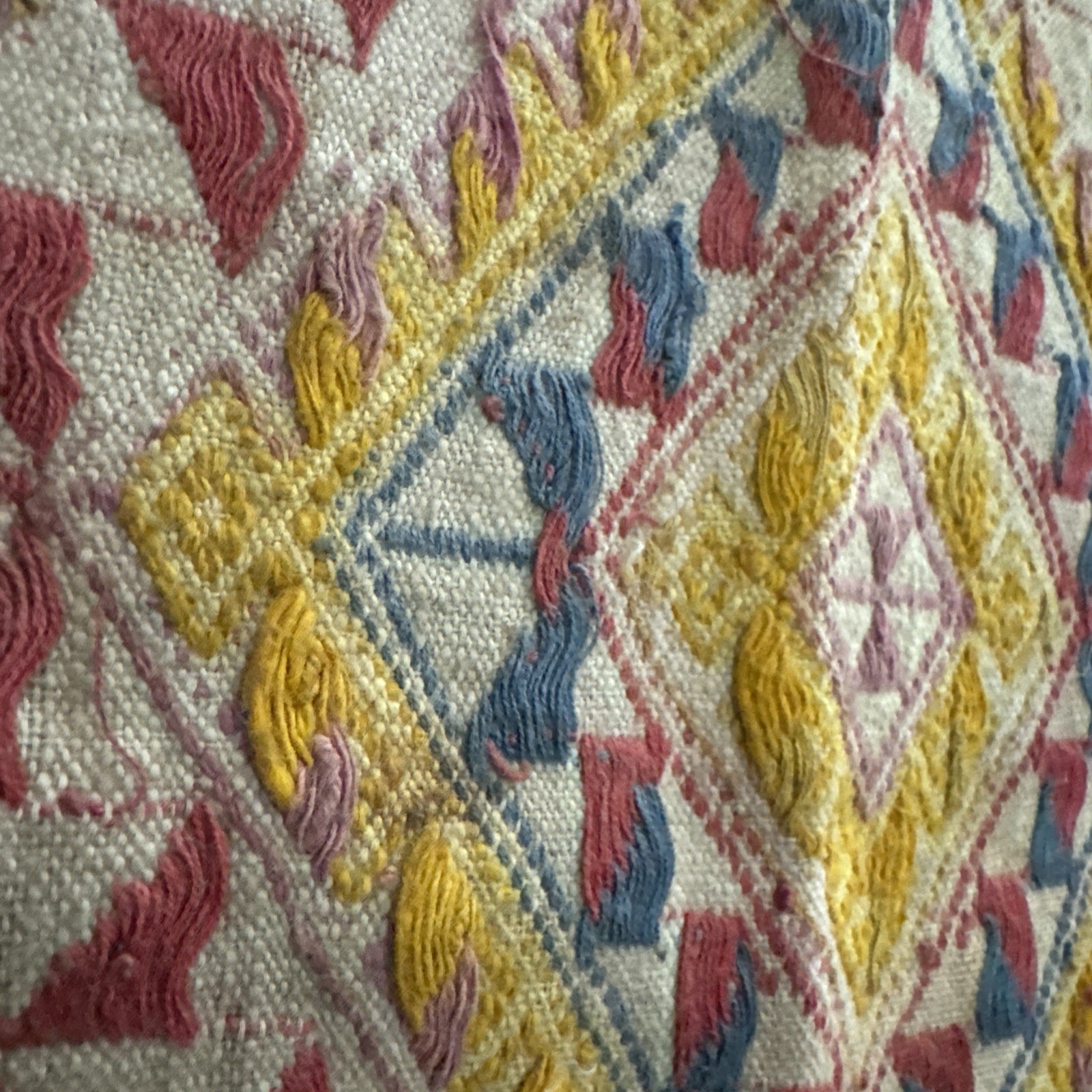 Vintage Laotian Laos hand woven Shawl Scarf 40” X 19.25”