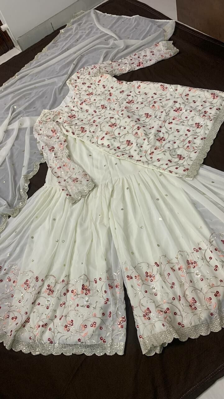 Function Wear Georgette Palazzo Suit With Dupatta For Women And Girls