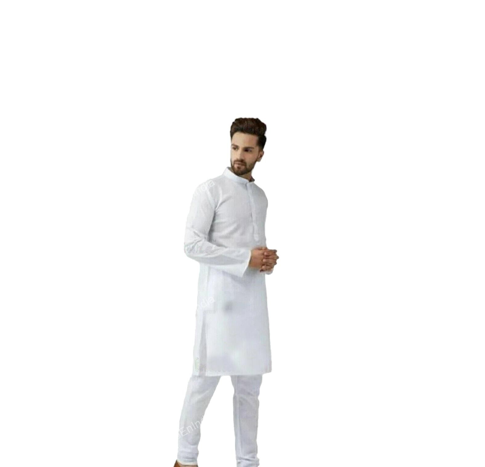 Designer Kurta Full Sleeve Cotton Shirt Ethnic Mens Long Pathani Kurta