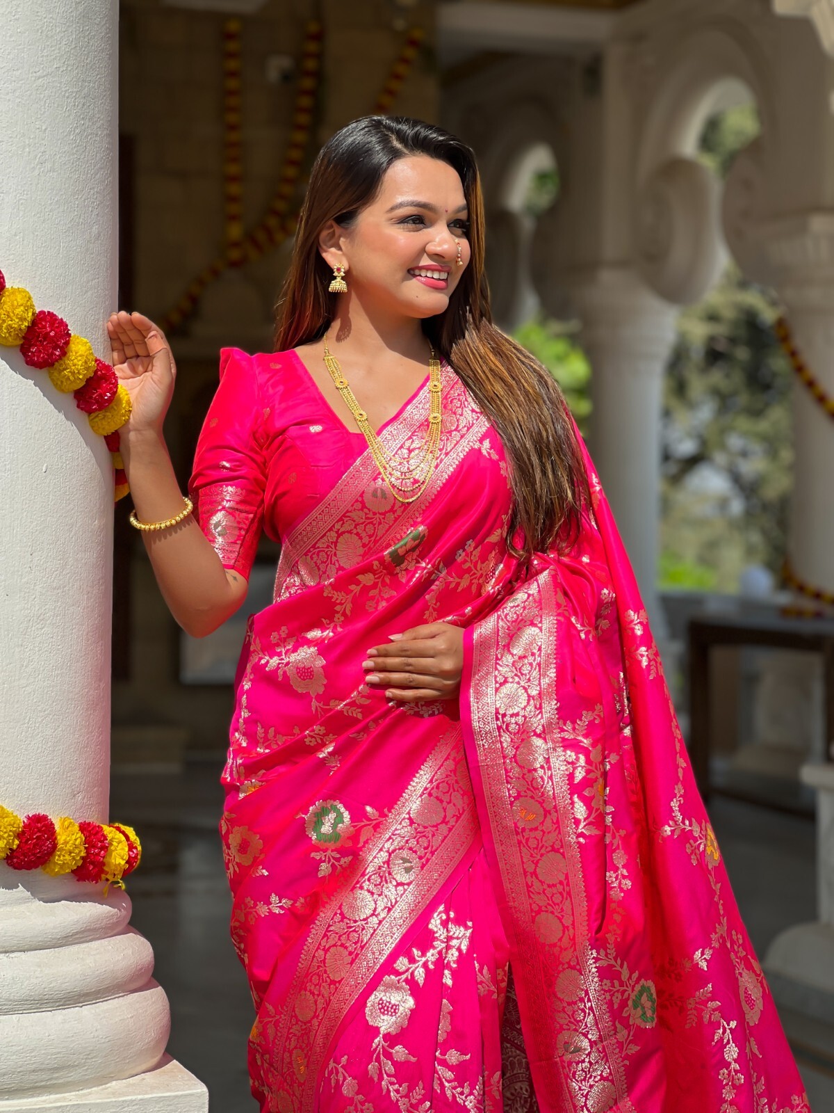 Women Sari Designer Meenakari Weaving Soft Banarasi Silk Indian Traditional Sari