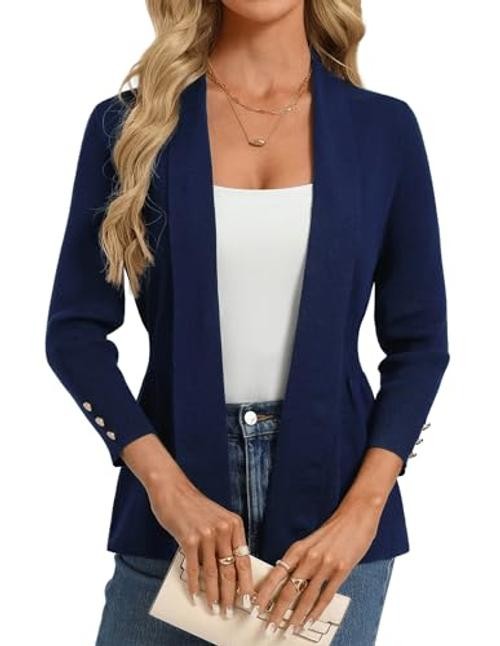 Cardigan for Women Trendy Lightweight Knit Sweaters Open XX-Large Navy Blue