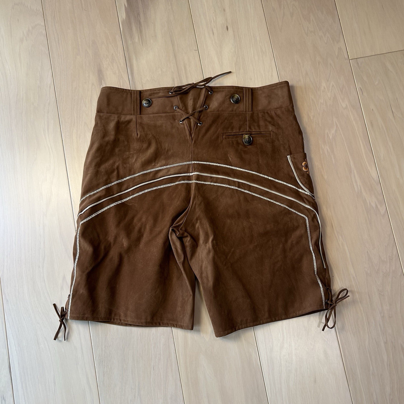 Adisno Lederhosen Brown Bavarian Oktoberfest Shorts Men’s 37