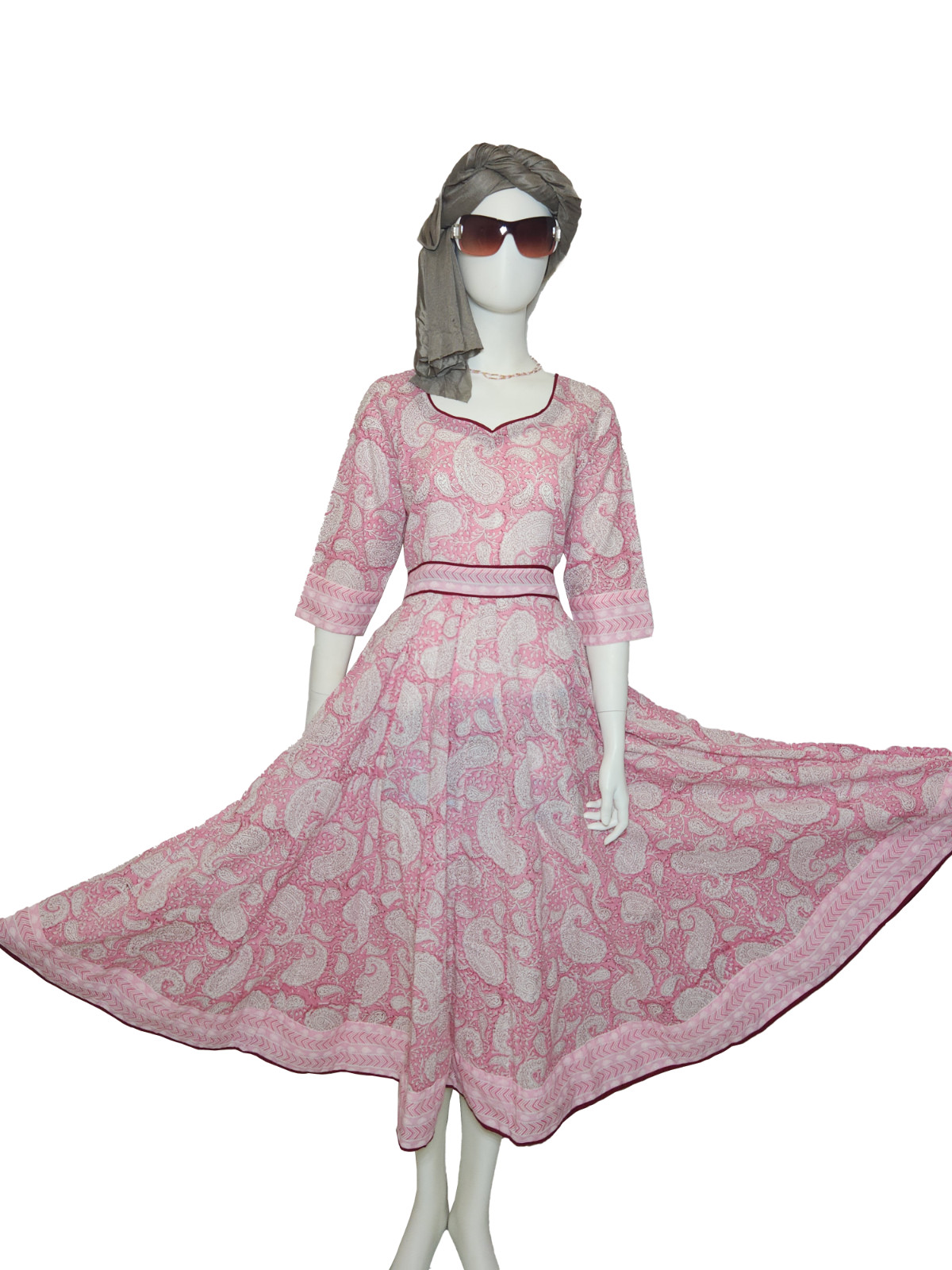 Anarkali set – Light Pink/Red