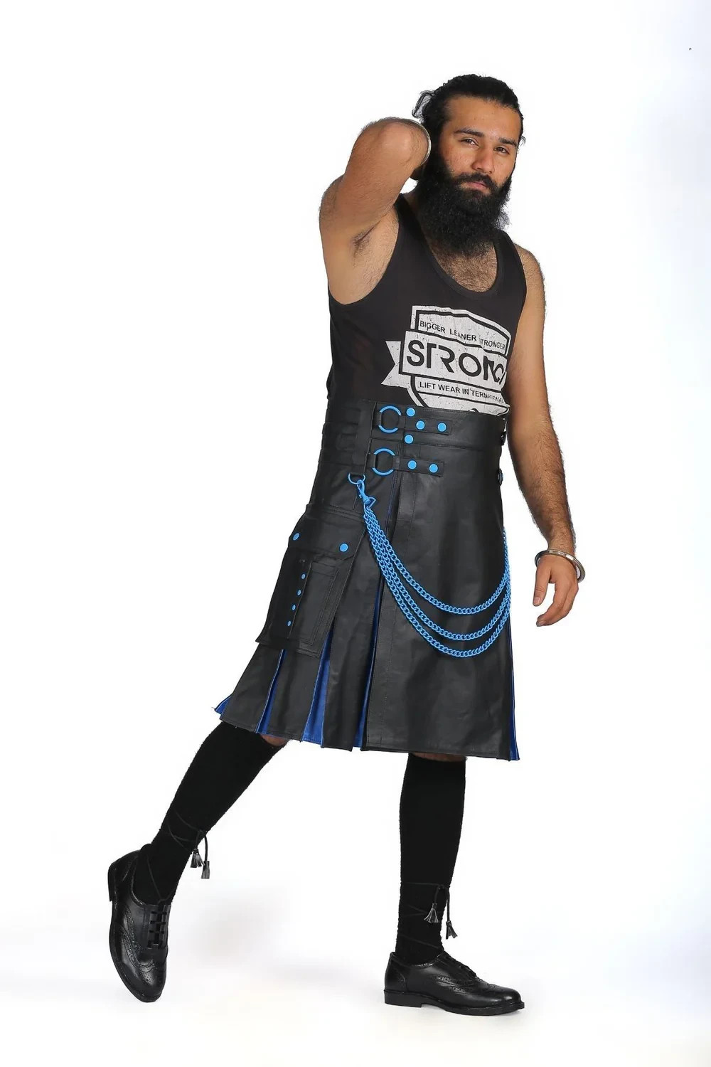 Trendy Unisex Two Toned Hybrid Leather Kilt