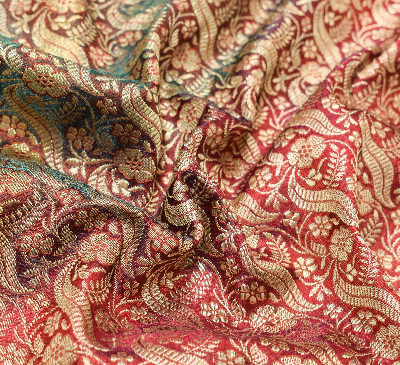 Sushila Vintage Heavy Saree Blend Satin Silk Banarasi Brocade Woven Sari Fabric