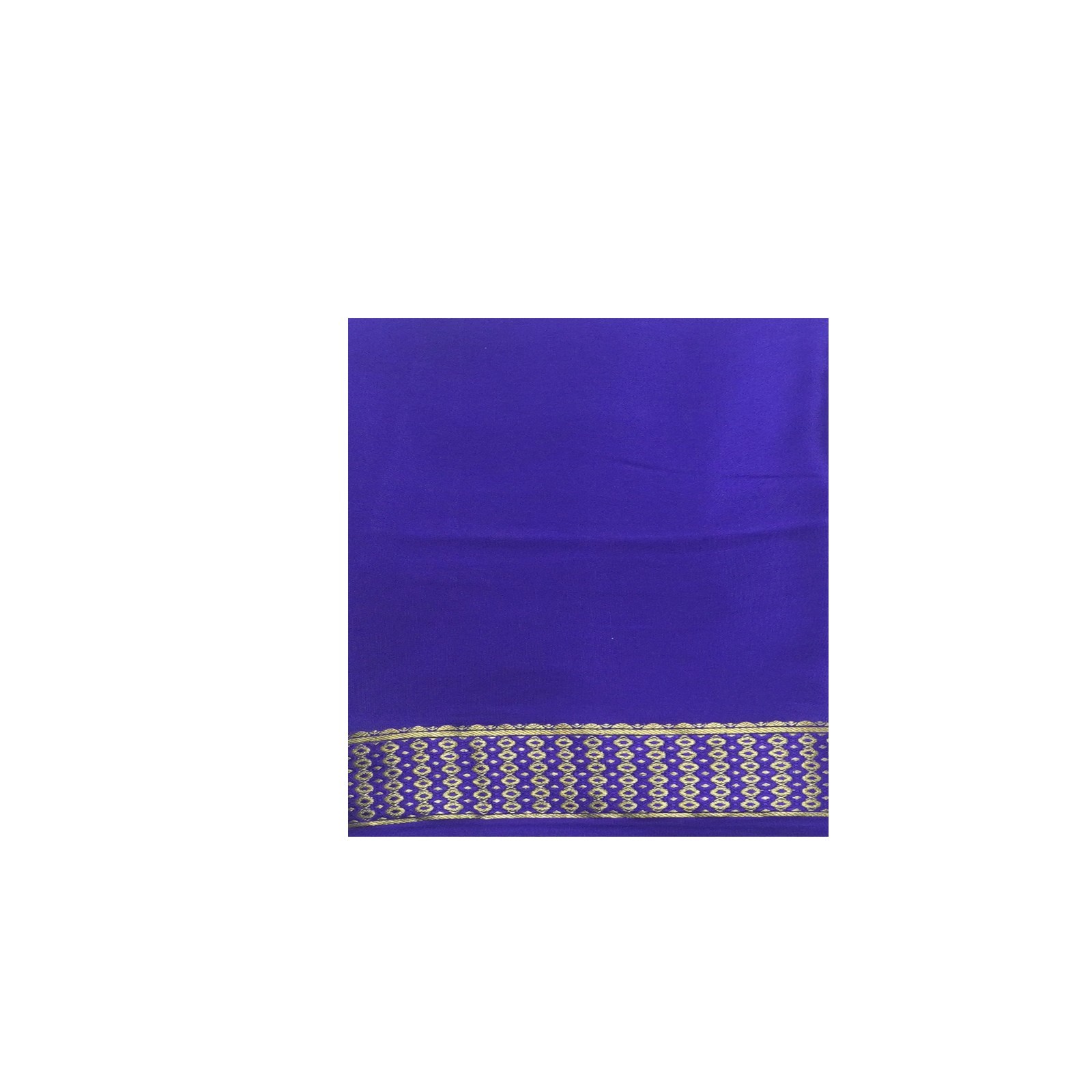 Vintage Blue Sarees 100% Pure Mysore Crepe Silk Zari Woven Sari 5YD Craft Fabric