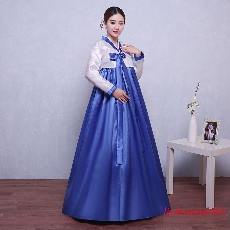Ethnic Korean Hanbok Modern Women Asian Folk Stage Dance Performance Costume