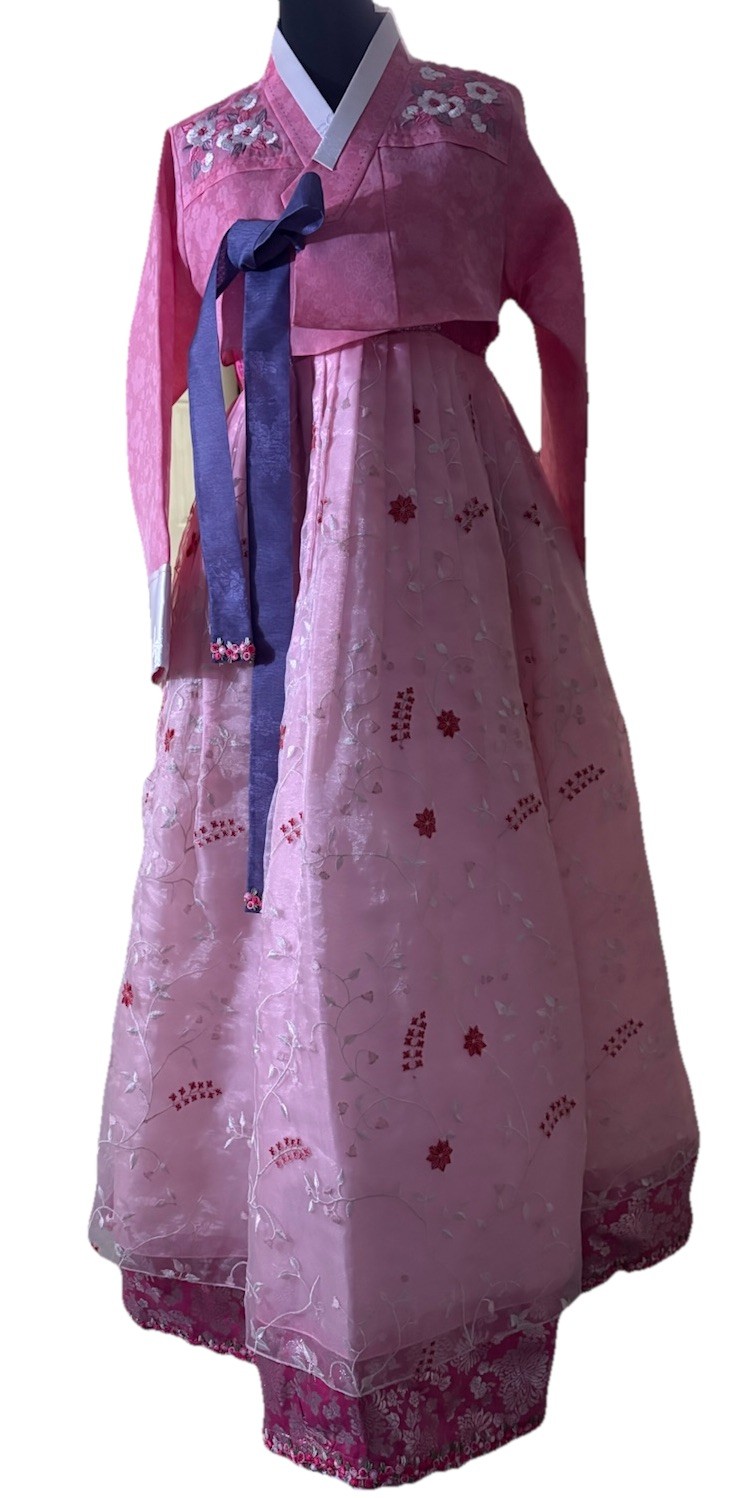 Korean Hanbok 3-tiered floral embroidery skirt Korea Handmade