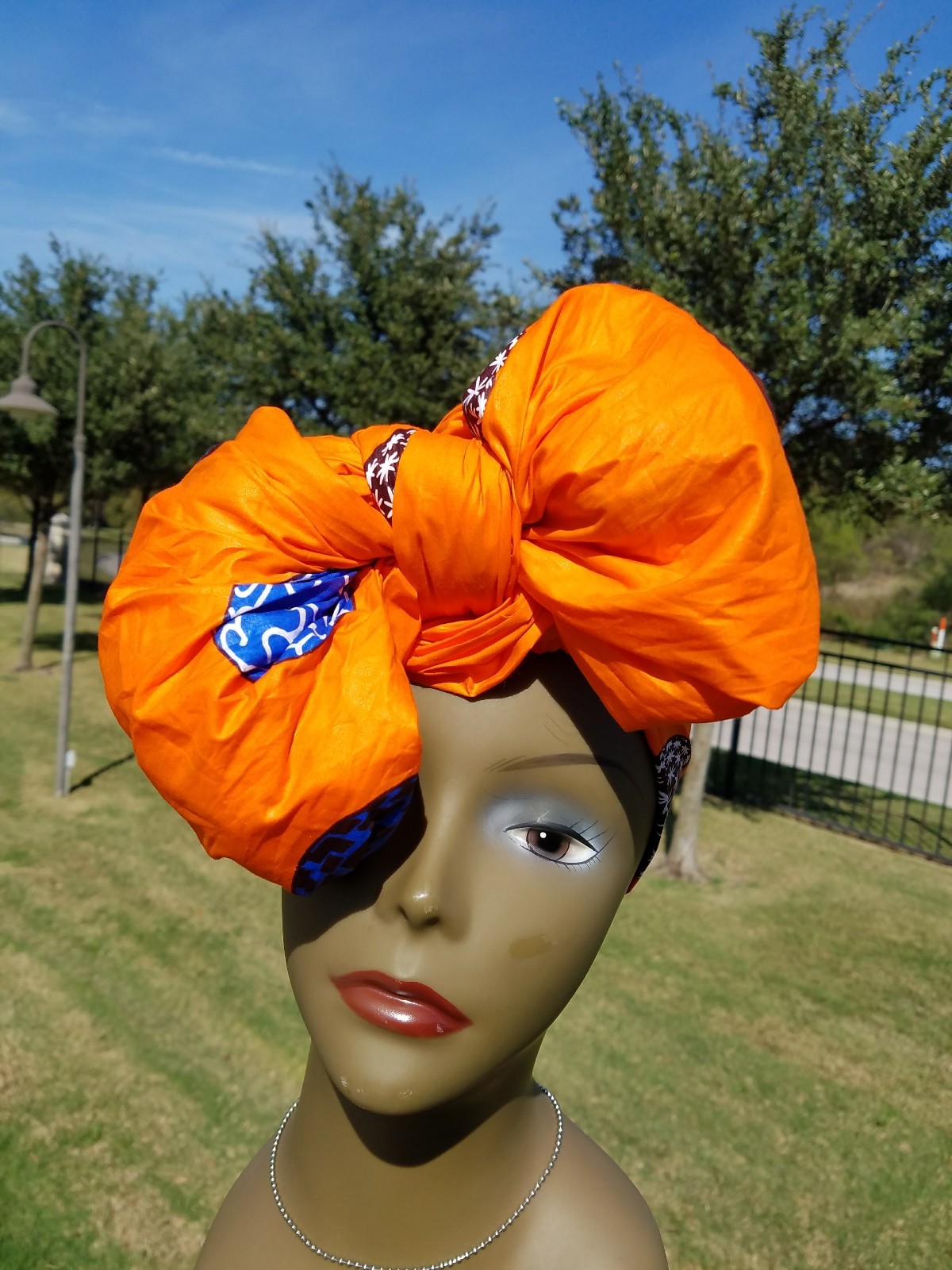 Orange And Brown Headwrap;African Headwrap; African Clothing; African Fabric