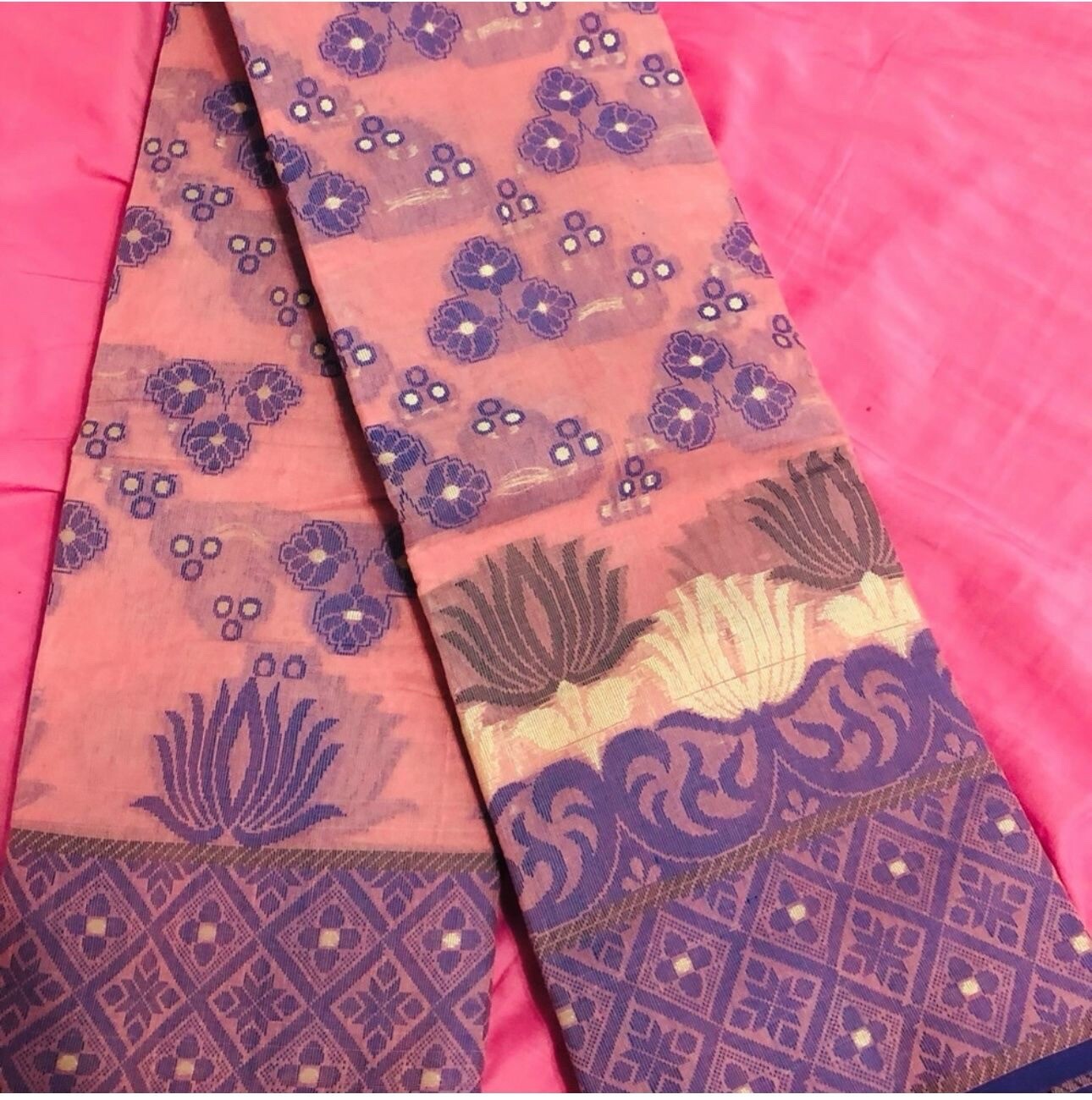 Beautiful thread embroidery work Bangladeshi saree No blouse pc