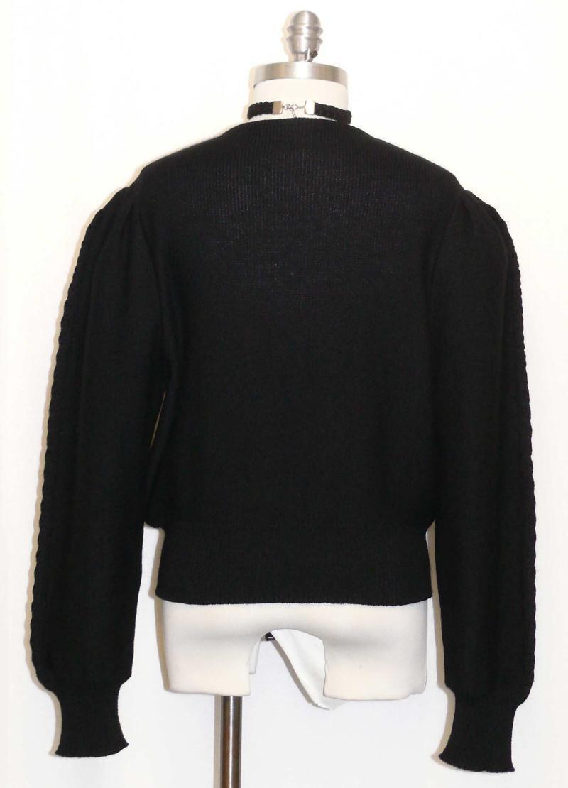 BLACK ~ BOILED WOOL Women German Austria Cardigan WALK Dress SWEATER Jacket 12 M