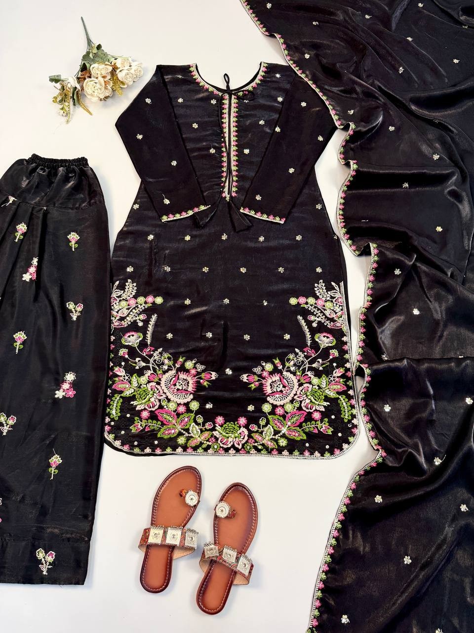 Black Farshi Salwar Suit Women Pakistani Indian Wedding Party Wear Embroidered