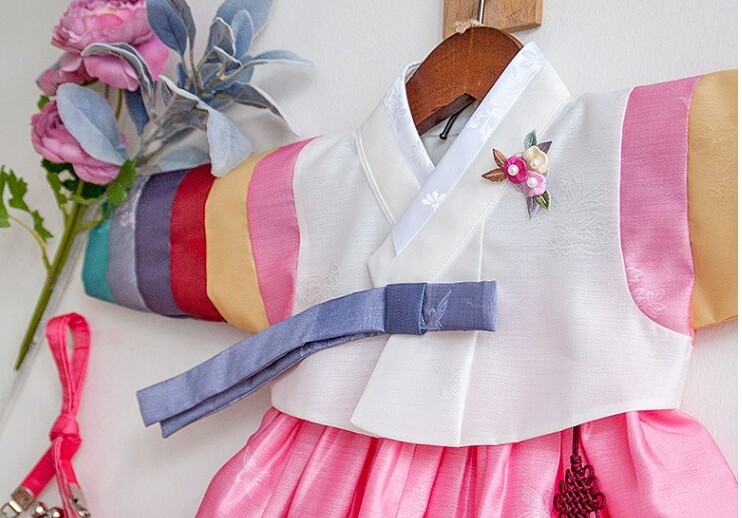 RUA Rainbow-Colored Hanbok Korean Traditional Clothing Birthday Party Girl IV PK