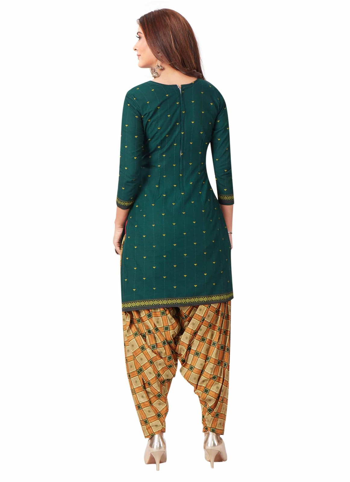 Miraan Cotton Readymade Salwar Suit Green XXL | BANDCOLOR8023XXL Women