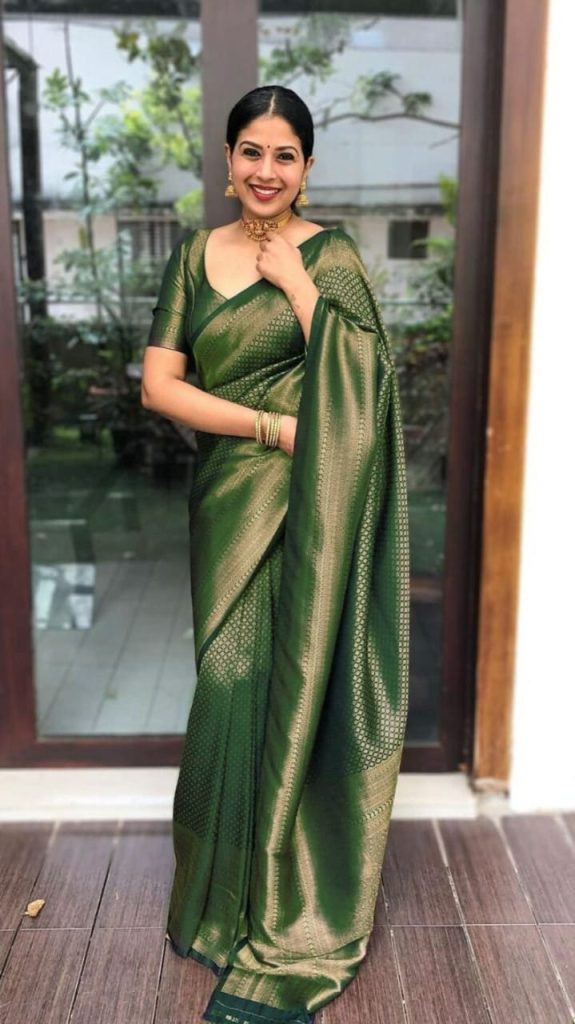Soft Litchi Silk Saree Jacquard Banarasi Art Silk Indian Wedding Sari Blouse