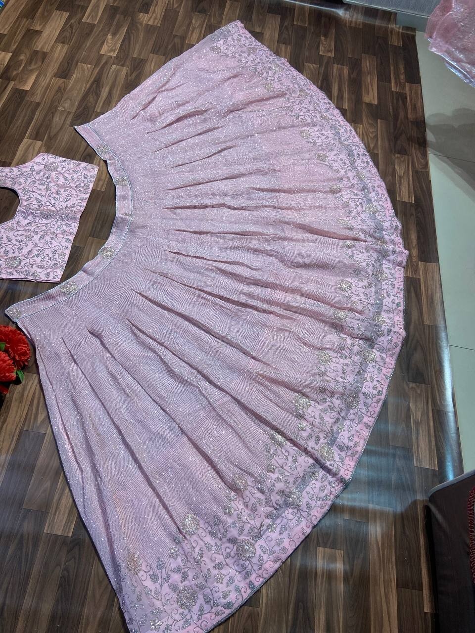 Presenting New Georgette Lehenga Choli With Light Pink Dupatta For Reception