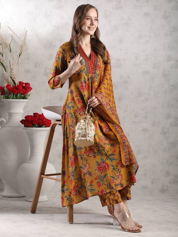 Indian Pakistani Designer Kurti Pant Dupatta Set Salwar Kameez Top Tunic Kurti