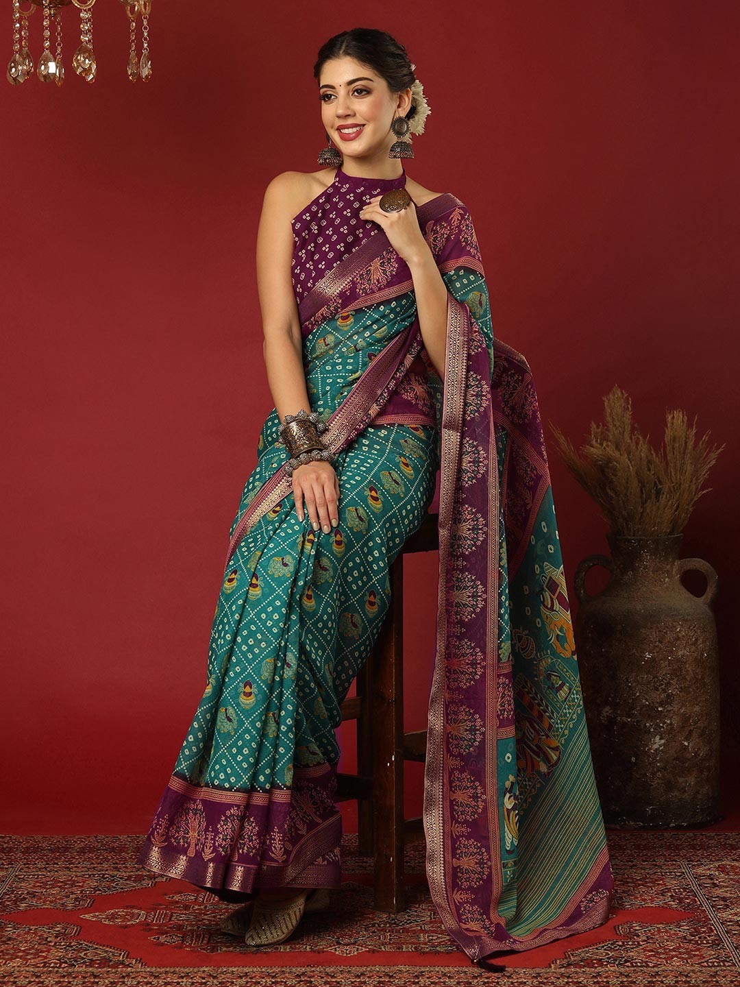 Women’s Bandhani Printed Pure Georgette Saree