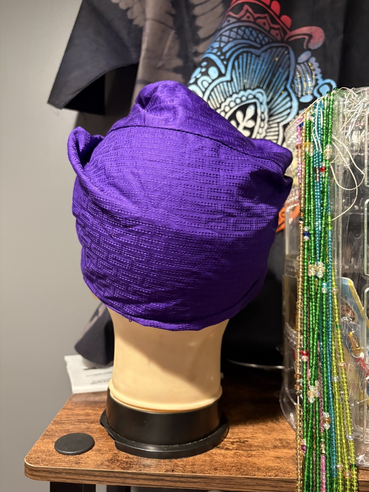 Purple African Print Head wrap, Tie, scarf