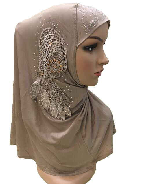 Muslim Hijab Women One Piece Full Cover Wrap Shawl Amira Overhead Headscarf Caps