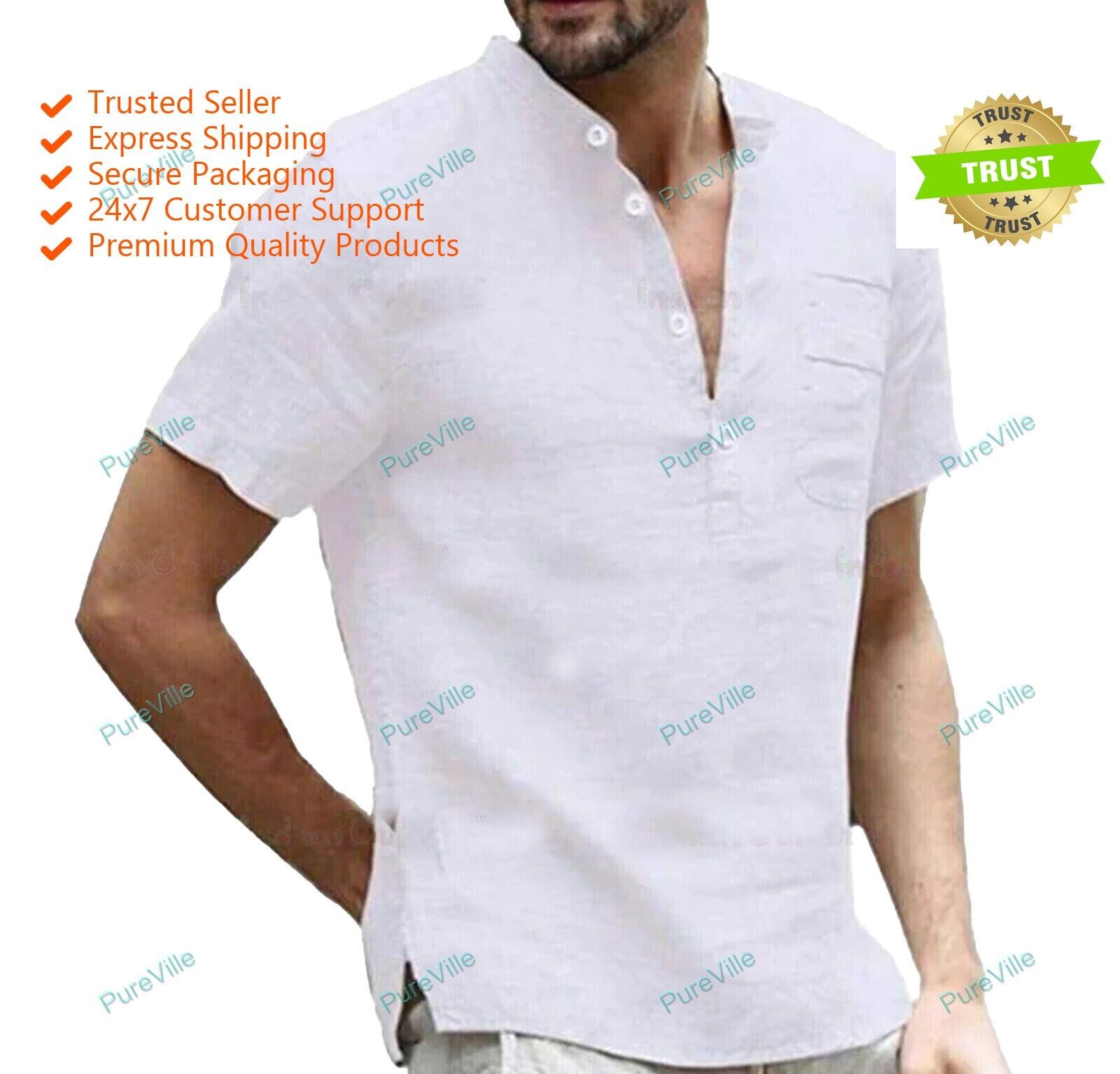 Mens Kurta Traditional Wear Cotton Shirt Kurta Mens Wear Half Sleeve Kurta