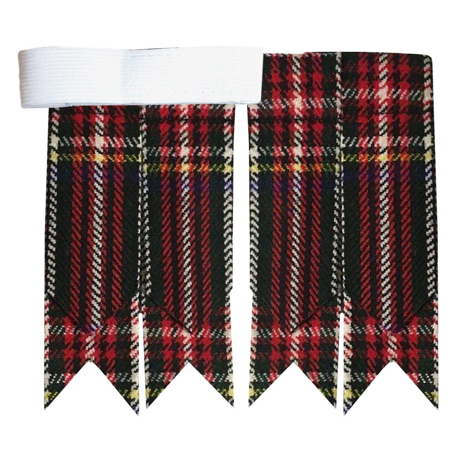Scottish Tartan Black Stewart Flashes Traditional Highalanders Kilt Sock Garter