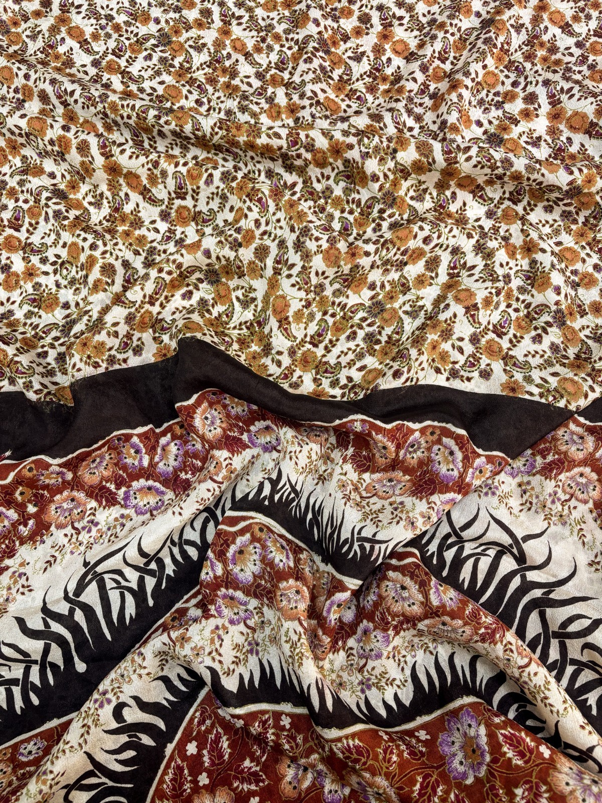 Vintage Chiffon Silk Saree, Lightweight Fabric for DIY & Sewing CS1189