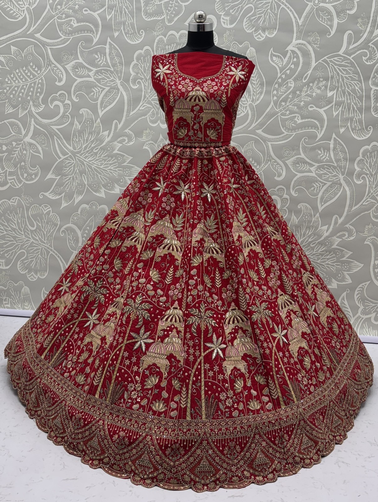 Luxury Silk Lehenga Choli Dori Zari Sequins Bridal Reception Outfit
