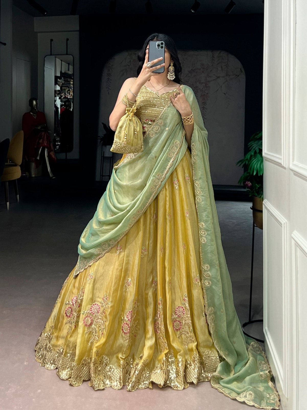 Exclusive Designer Yellow Moss Silk Lehenga Choli With Dupatta For Wedding Wear