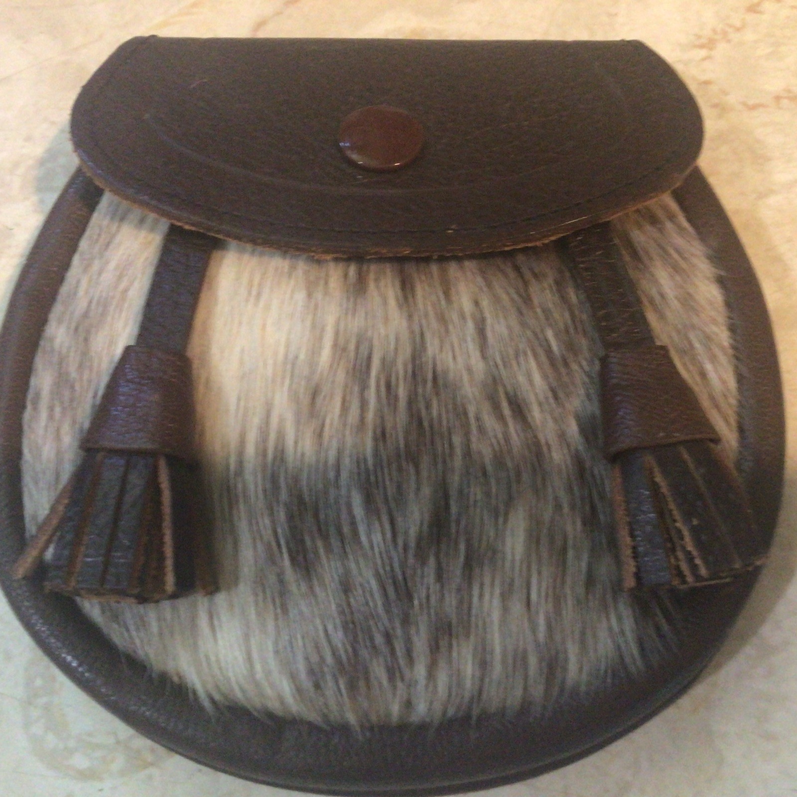 Sporran Leather Fur Purse Made In Scotland No Belt Animal Fur