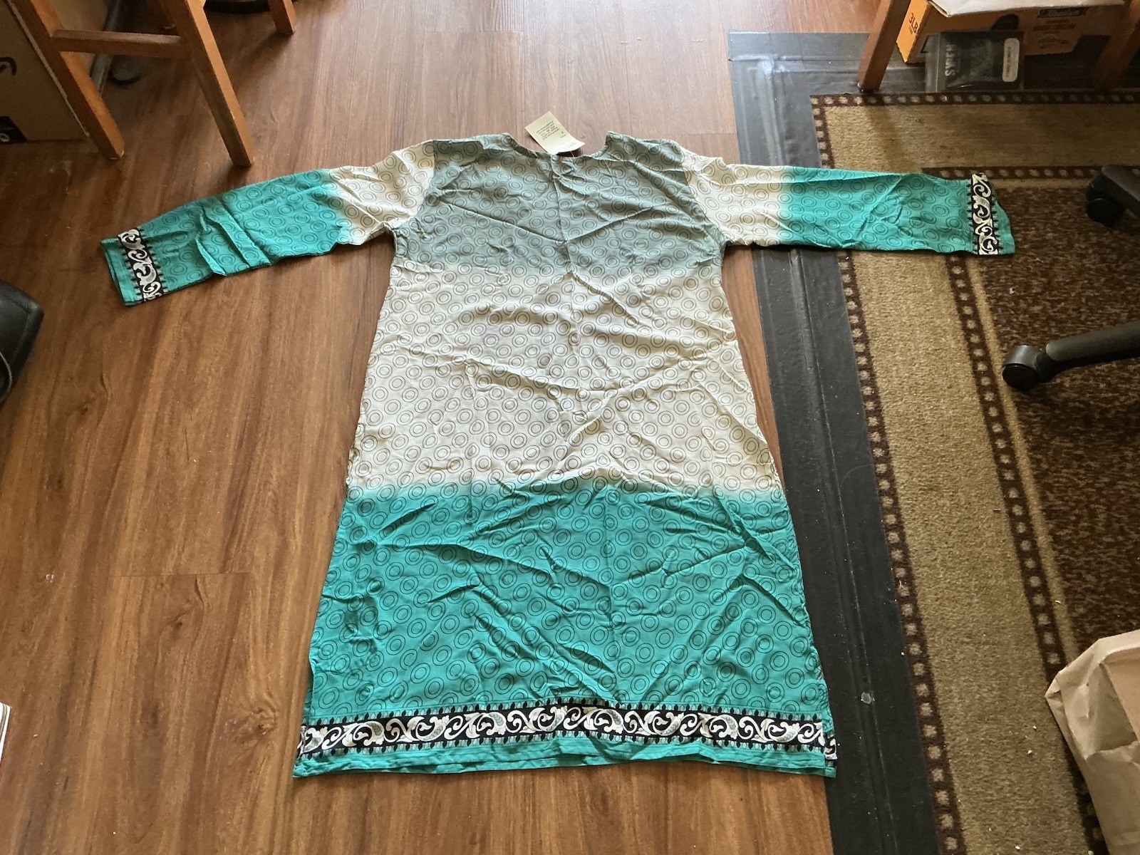 Polyester Flower salwar kameez with dupatta Set, 46” Bust, 37” Long, Long Sleeve