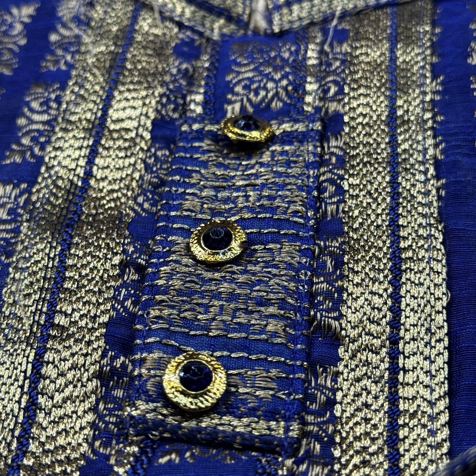 India Boys Blue Gold Kurta Sherwani Tunic Ethnic Size 26. -611