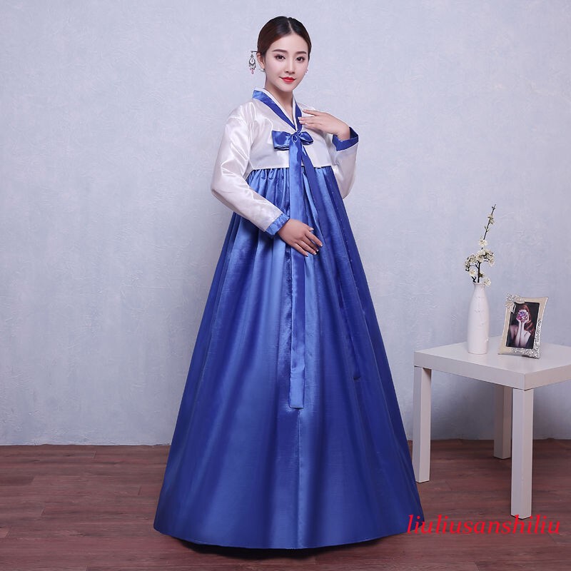 Ethnic Korean Hanbok Modern Women Asian Folk Stage Dance Performance Costume