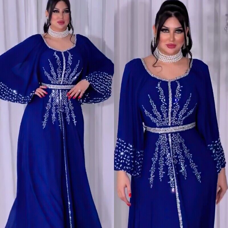 Women Fashion Dress Hot Drill Sequin Gown Chiffon with Belt Muslim Dubai Burqa