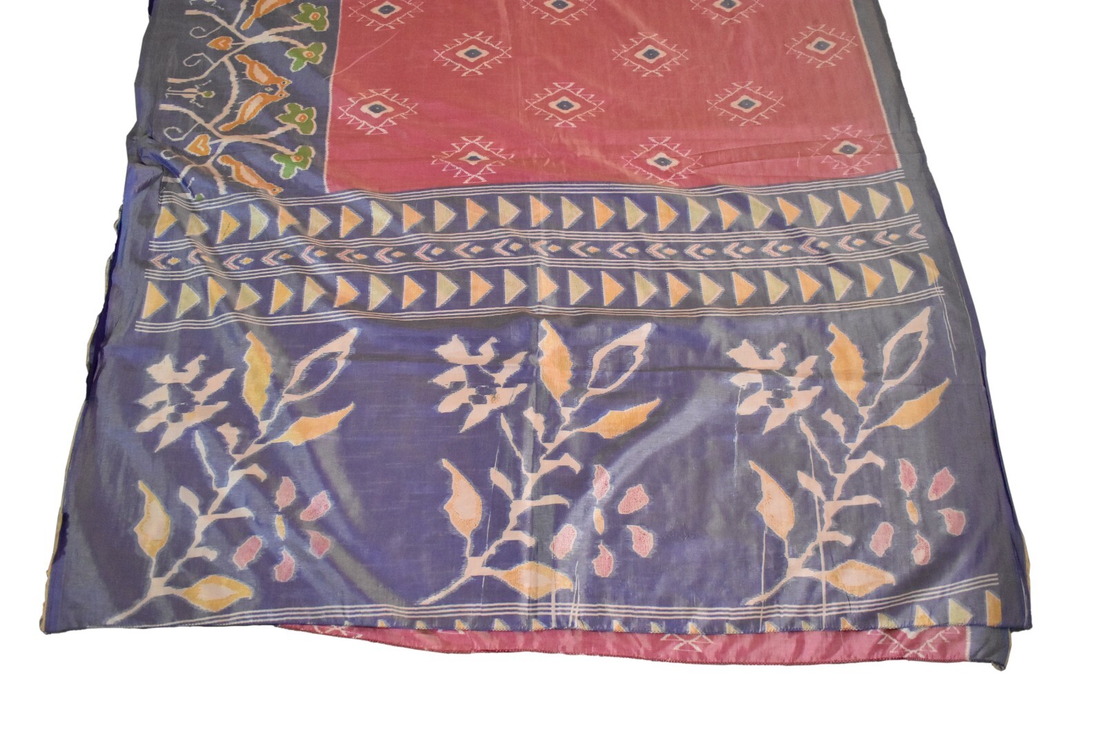 FNC Vintage Pink Sambalpuri Ikat Sarees Handwoven Art Silk Sari Fabric Antique