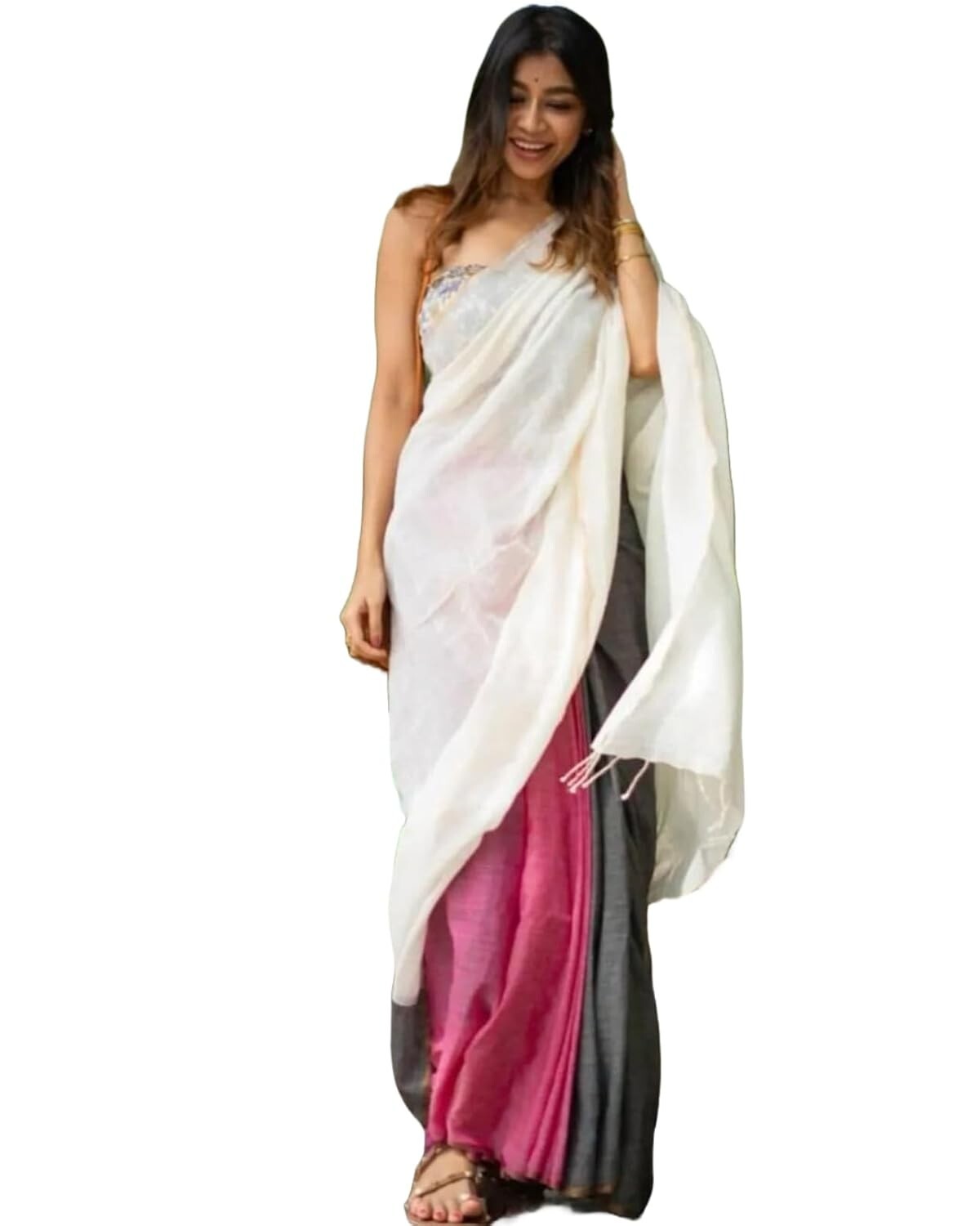 COTTON HANDLOOM MULTICOLR SAREE WITH BLOUSE PICES