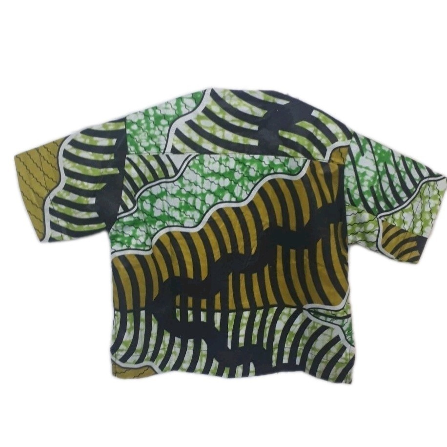 Toddler Boys African Shirt Black Green And Yellow African Fabric 100%
