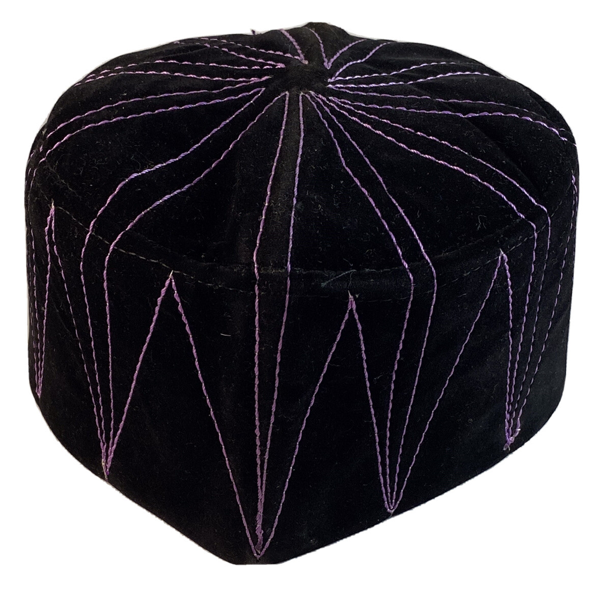 Authentic African Contemporary Native Made Felt Embroidery Fila/ Kufi Hat~22-1/4