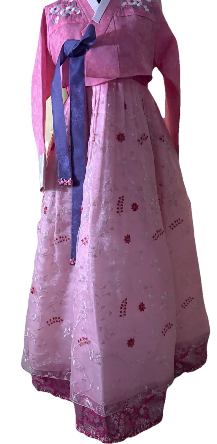 Korean Hanbok 3-tiered floral embroidery skirt Korea Handmade