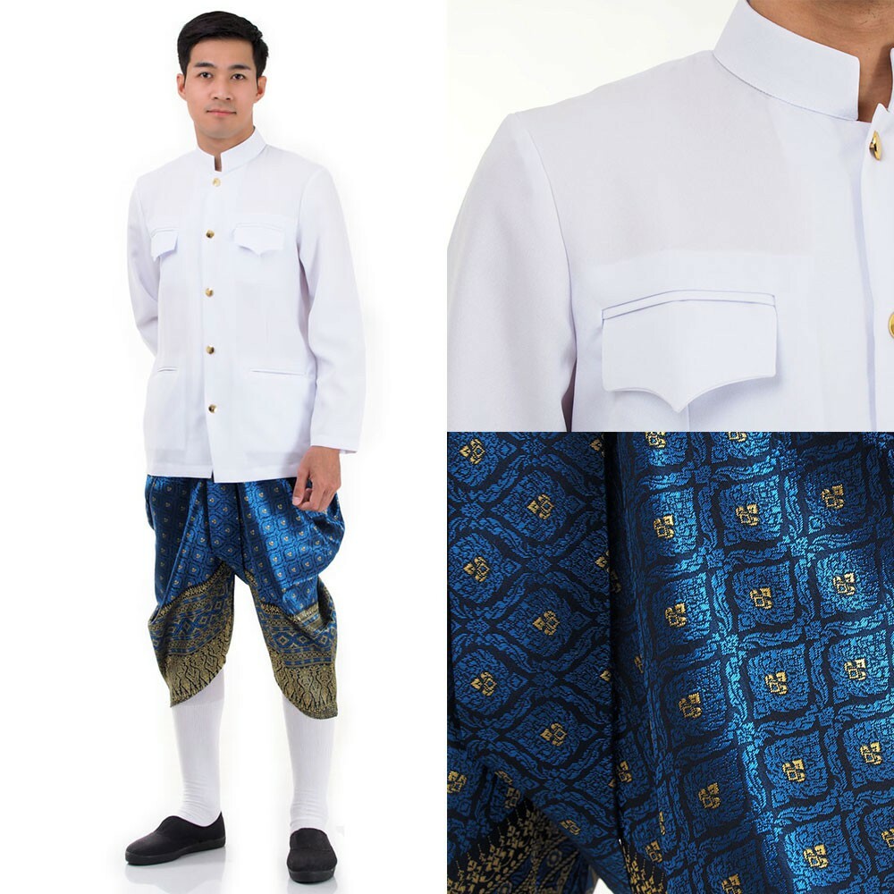 Thai groom dress Thai men traditional costumes Rajpata shirt Good fabrick silk