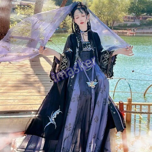 Traditional Women Tang Dynasty Embroidery Hanfu Dress Elegant Ancient Lady