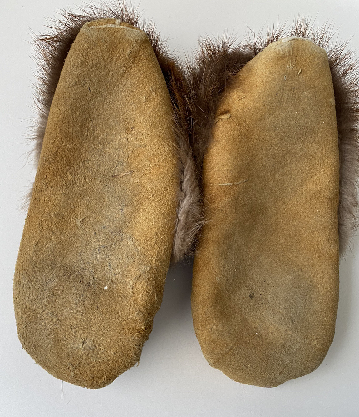 Native American Handmade Leather Moccasins Sz 9, Fringe In Mink