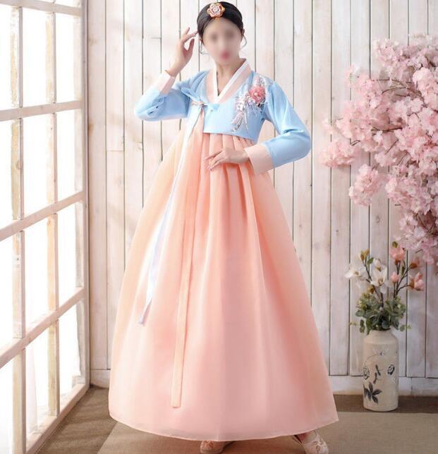 Women Folk Multicolor Hanbok Set Female Traditional Clothing Korean Dress