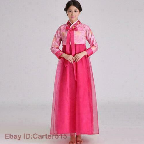 Women Korean Traditional Hanbok Gown National Dance Costume Dress 3Colors Long