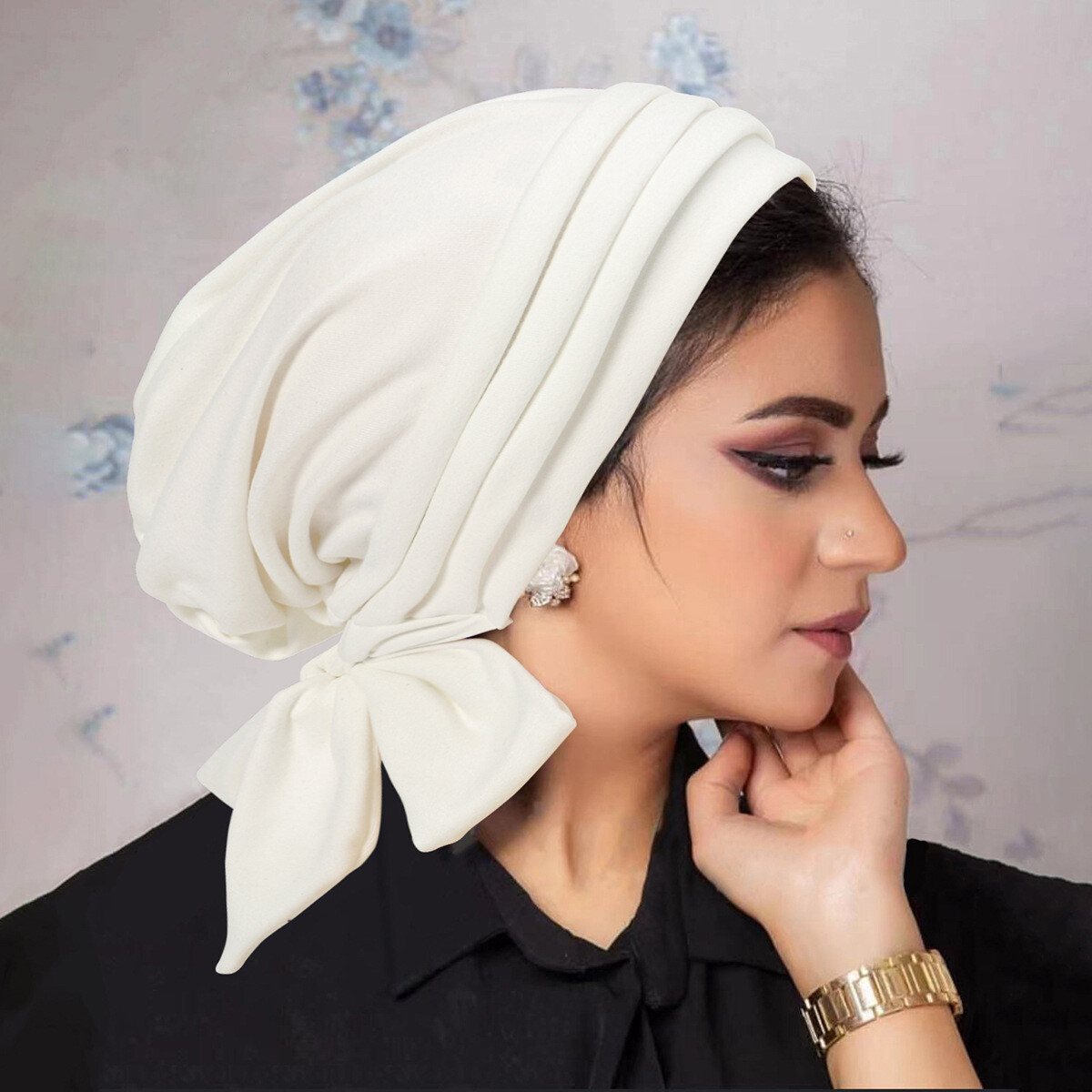 Muslim Women Turban Cap Headscarf Lady Arab Islamic Elastic Hat Plain Color