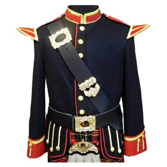 Piper Drummer Doublet Jacket Black And Red With Gold Trim Scottish Kilts Jackets