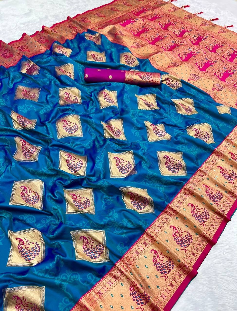 Indian Style Premium Soft Silk Saree With Blouse For Women Party Wear